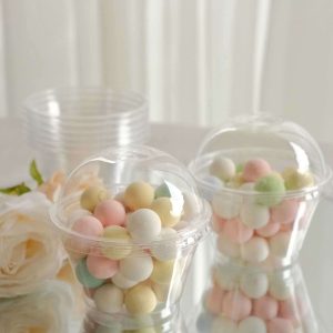 50-Pack Clear Dome Lid Plastic Dessert Parfait Cups 7oz, Disposable Pudding Ice Cream Fruit Cups - Durable Design - Pack of 50 Cups